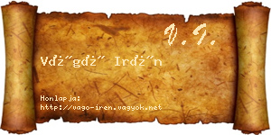 Vágó Irén névjegykártya